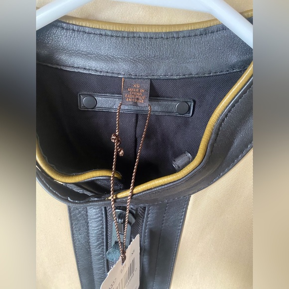 Coach Outlet Mix Fabric Racer Moto Jacket XS Like New Leather Khaki Beige - Picture 6 of 10